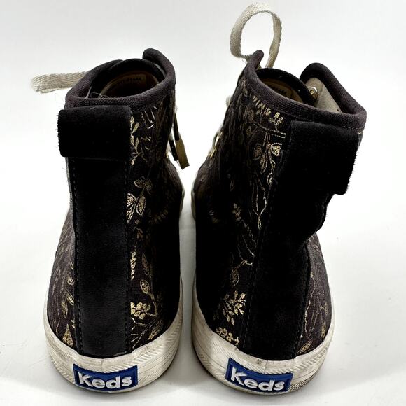 Keds Rifle Paper Co Kickstart Hi Queen Anne Sneakers Shoes Black Gold Floral 8.5 - Picture 5 of 8